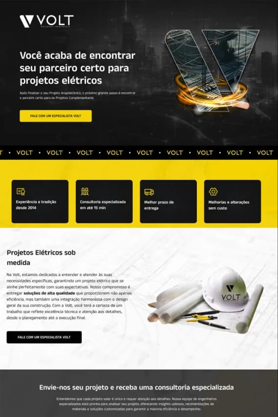 Projeto Volt Energia com interface moderna e foco em conversão